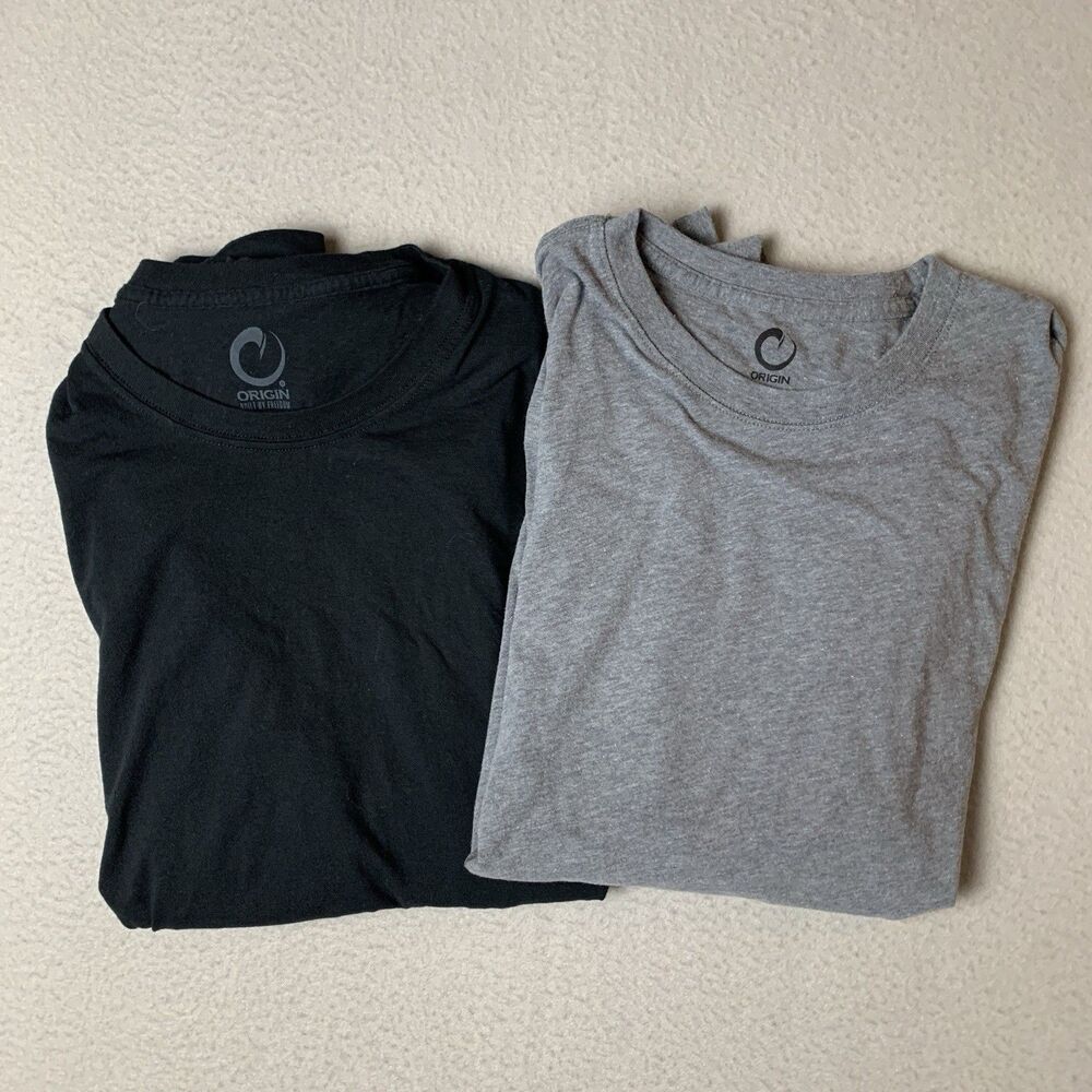 ORIGIN Core Tee T-Shirt Men XL Black & Gray Long Sleeve USA Made Outdoors